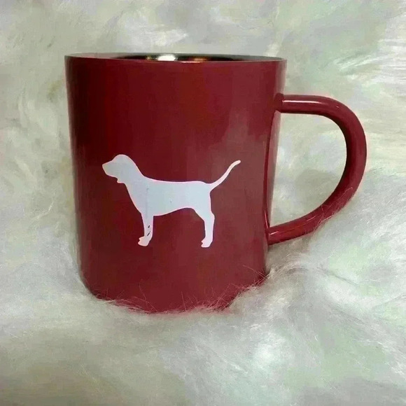 PINK Victoria's Secret Other - Victoria Secret PINK Coffee Mug Cup Metal Pink Silver Logo Handle New.